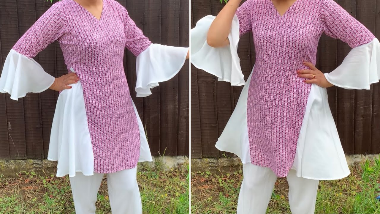Very beautiful and simple short frock cutting and stitching with umbrella sleeves