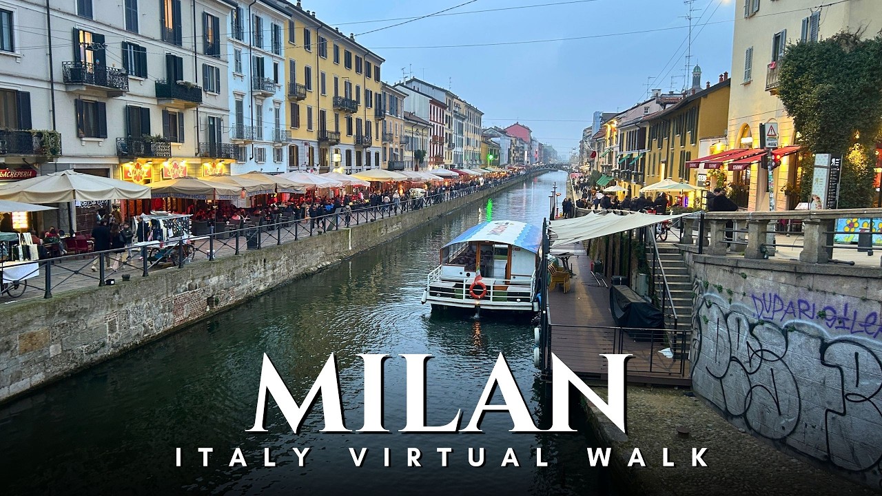 Milan, Italy 🇮🇹 | Blue Hour Walk from Navigli to Duomo  • 4K UHD 60fps