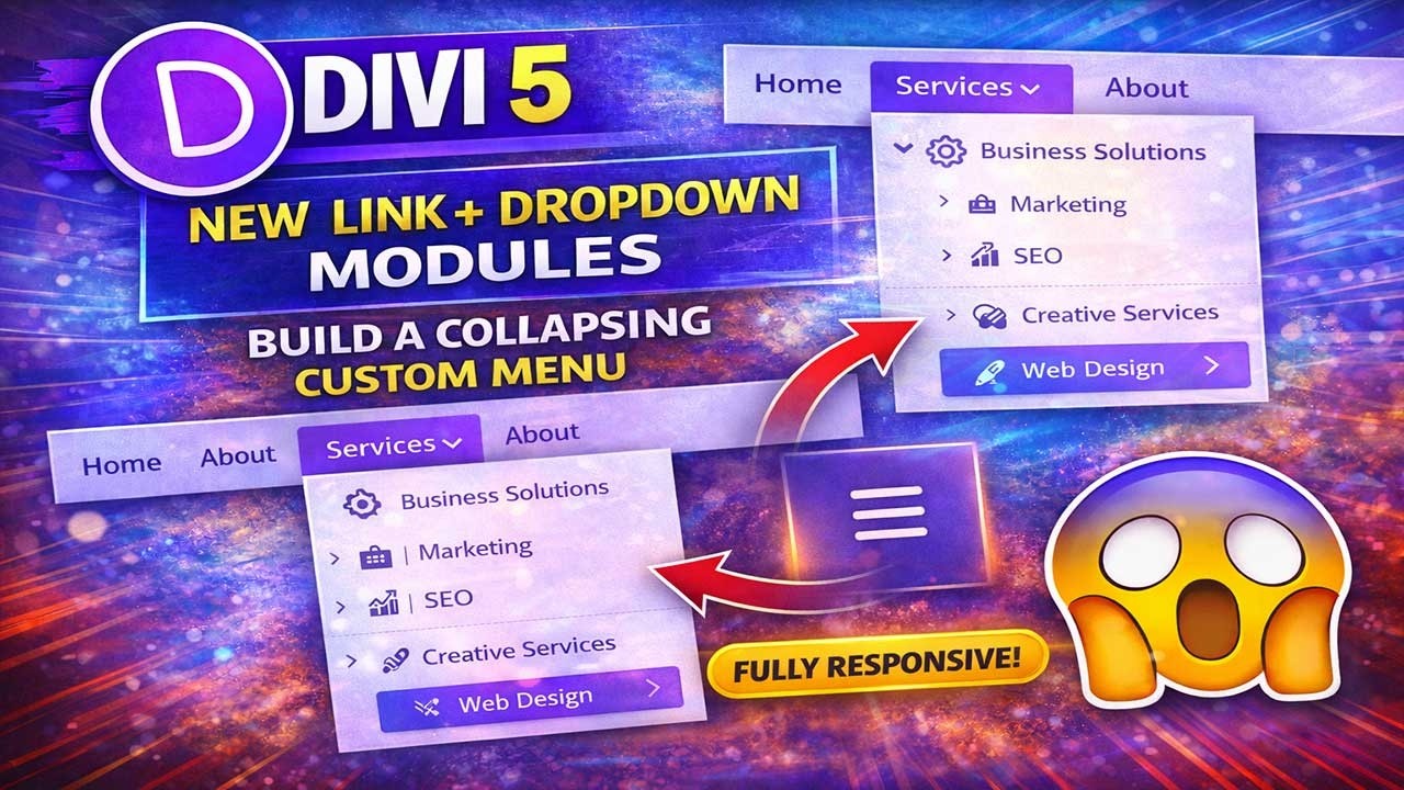 Divi 5 NEW Link + Dropdown Modules – Build a Collapsing Custom Menu