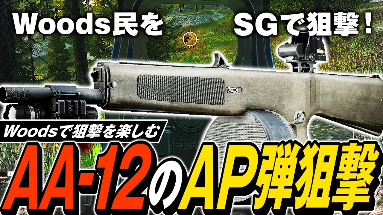 【タルコフ】遠距離最恐のショットガン！AA-12のAP弾狙撃でWoodsのボスとPMCの命を毟り取りまくり🌳🌳🌳【ゆっくり実況】