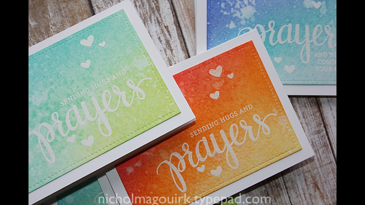 Prayers Embossed Resist Distress Ink Greeting Card