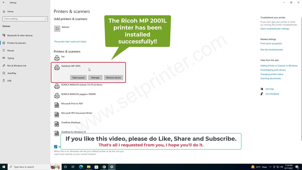 How to install Ricoh MP 2001L Printer Driver on Windows 11, 10, 8, 7 manually using its basic driver