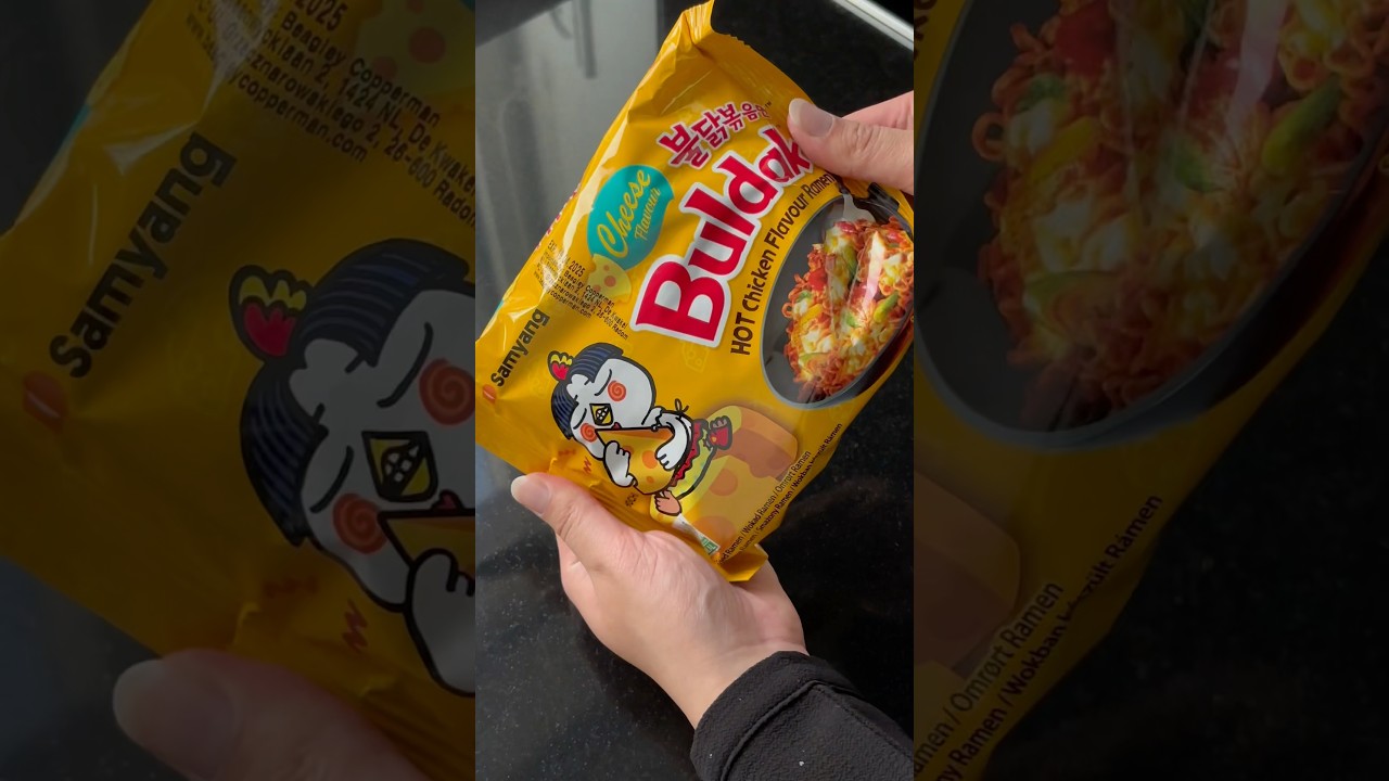 Trying Buldak Cheese Ramen #asmr #food #satisfying #cheese #samyang #ramen #shorts