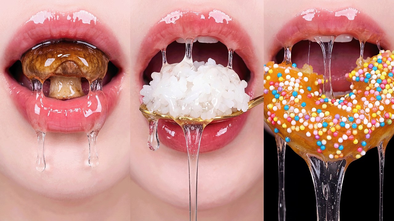 ASMR LIPS Satisfying Eating Emoji Food Challenge Mukbang Sound (No Talking)