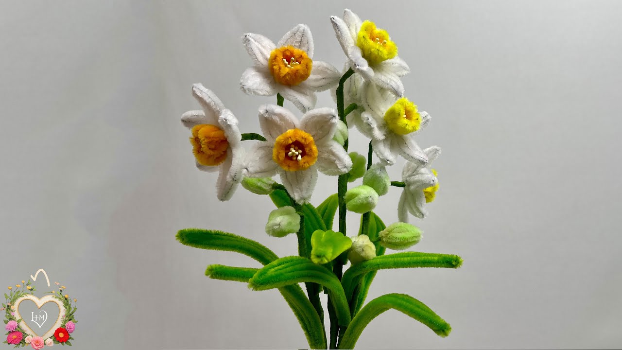 How to make Narcissus flowers with Pipe cleaner ( chenille wire ) #hms2