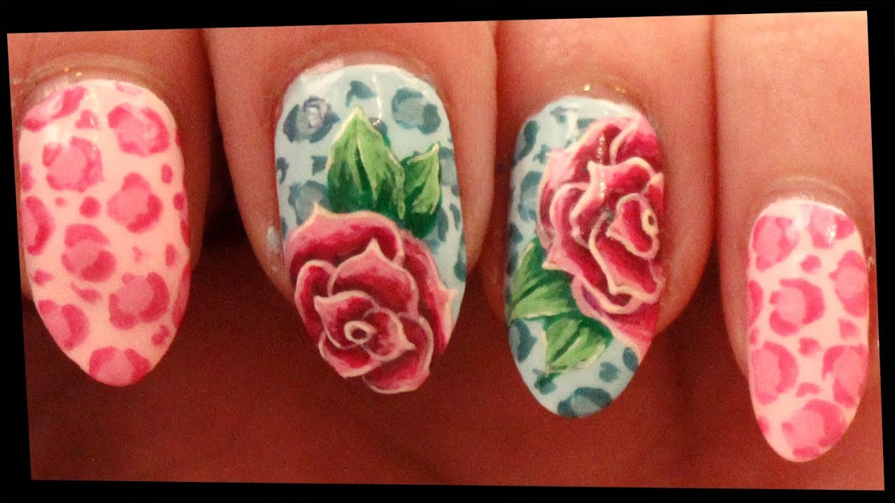 Pastel Leopard & Roses Nail Art Tutorial // Romantic Pastel Nail Art for Spring & Summer