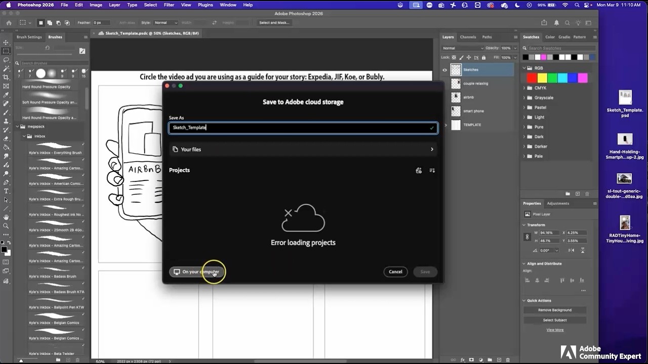 Photoshop on an iPad and MacBook: how to close a Photoshop document on iPad and open on computer