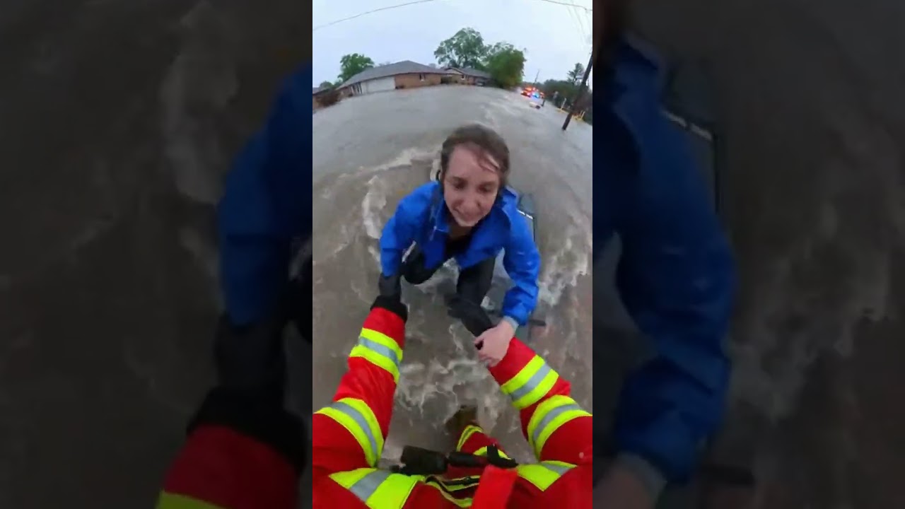 Heroic Firefighter Flood Rescue!
