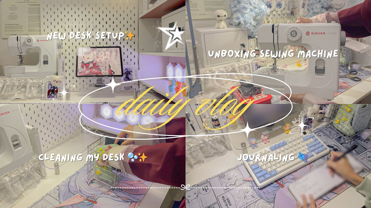 New sewing machine🕊️ unboxing big package📦 new desk setup✨