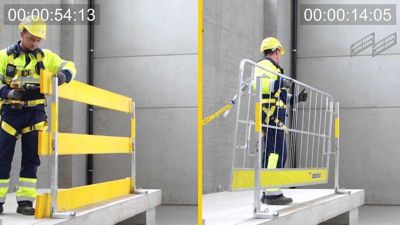 Edge protection system XP - Time comparison: protective grating vs. guard-rail boards [EN]