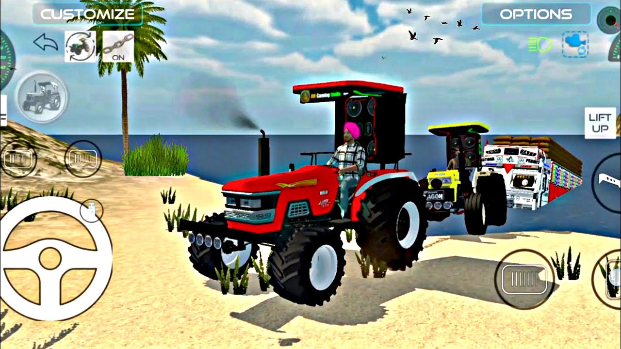 Indian truck stuck in sea and tractor rescue the truck from sea #usa #gaming 