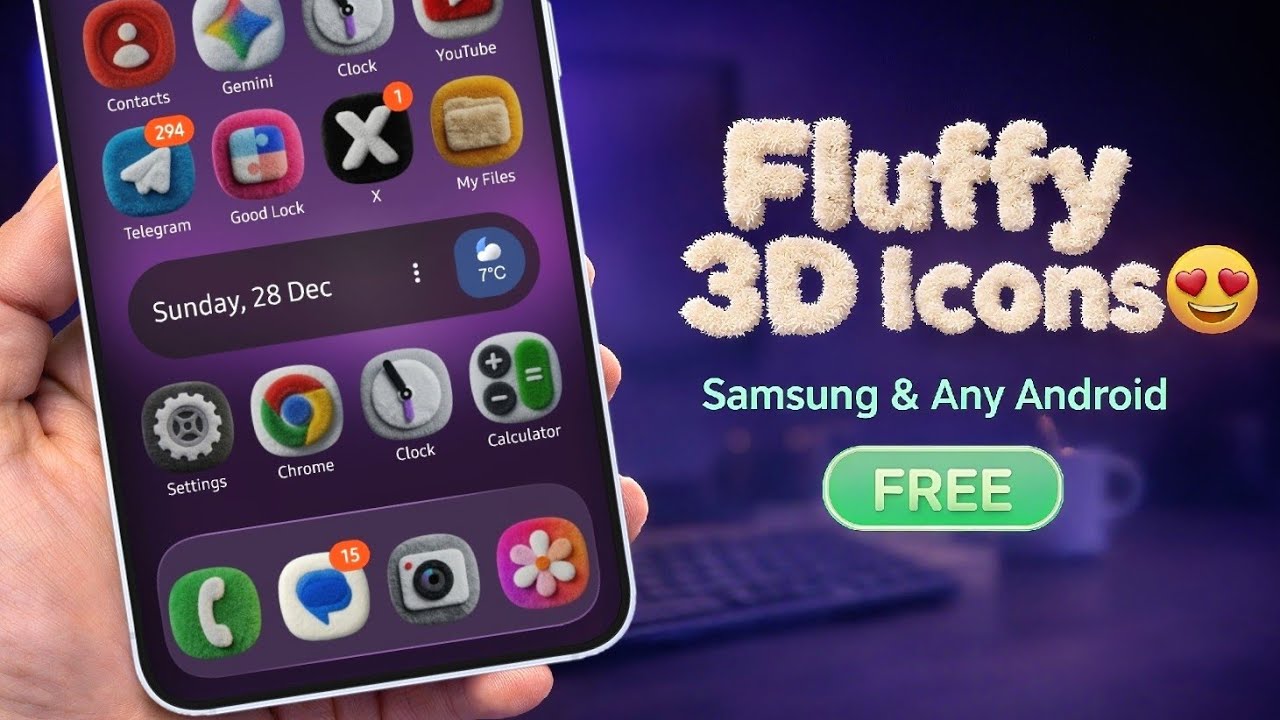 Install Fluffy 3D Icons Samsung Any Android (FREE)
