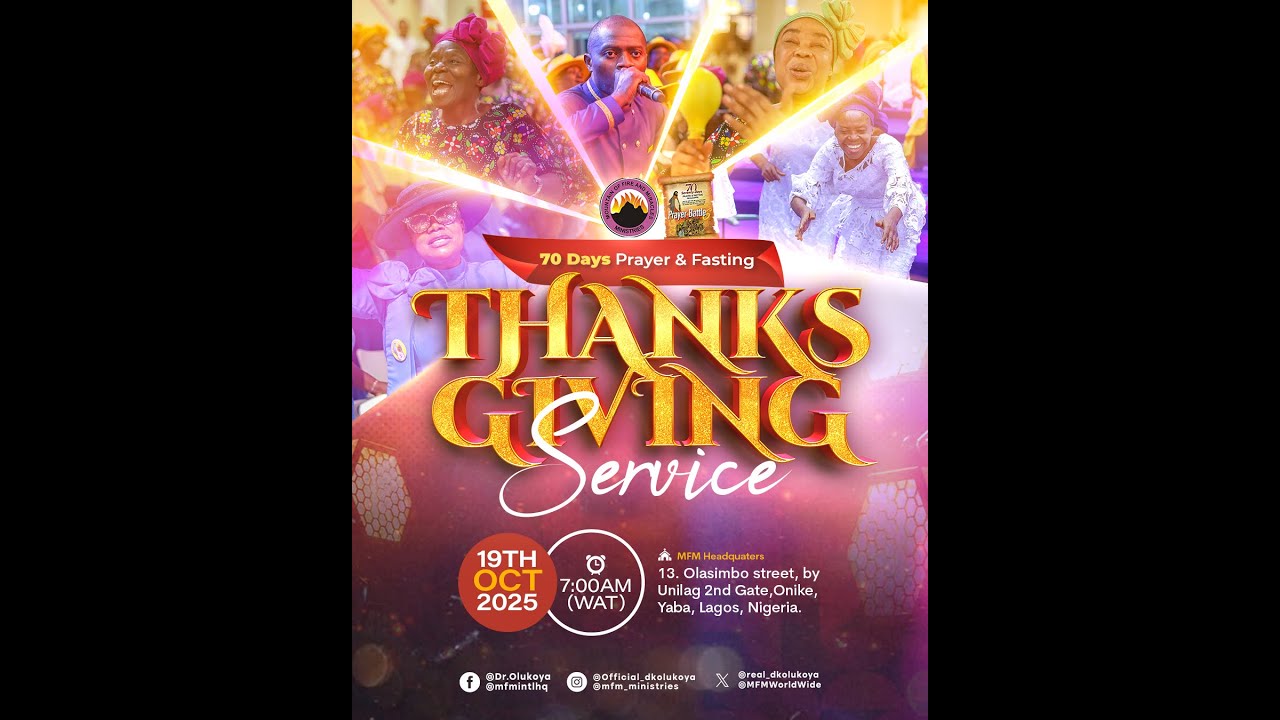 70 DAYS THANKSGIVING SUNDAY SERVICE BY HIS NAME JAH - 19-10-2025 - DR D. K. OLUKOYA