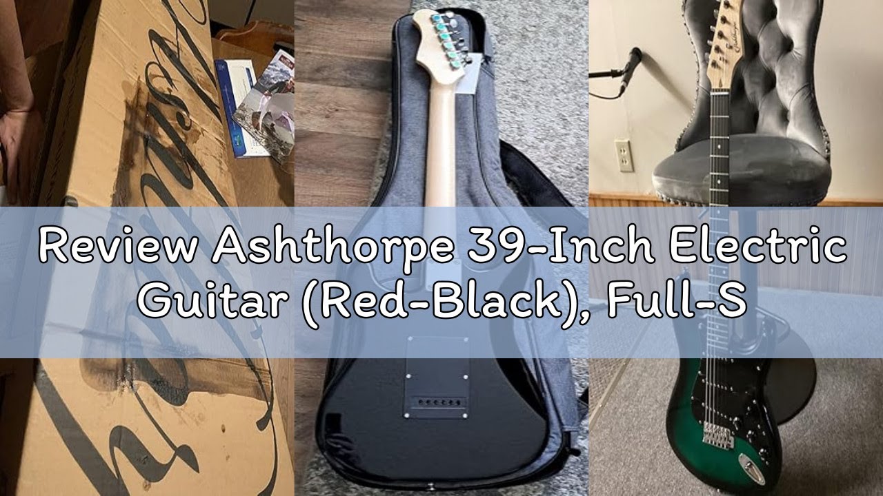 Review Ashthorpe 39-Inch Electric Guitar (Red-Black), Full-Size Guitar Kit with Padded Gig Bag, Trem