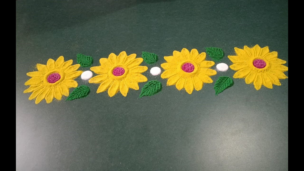 Simple and easy border rangoli design | beautiful border rangoli |everyday rangoli | latest rangoli