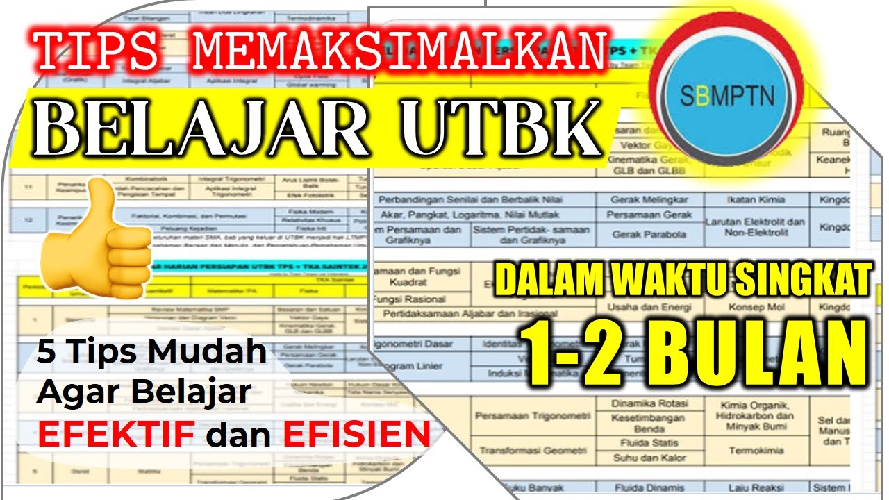 TRIK 2 BULAN MEMAKSIMALKAN BELAJAR UTBK! YANG BELUM BELAJAR SAMA SEKALI JUGA BISA!