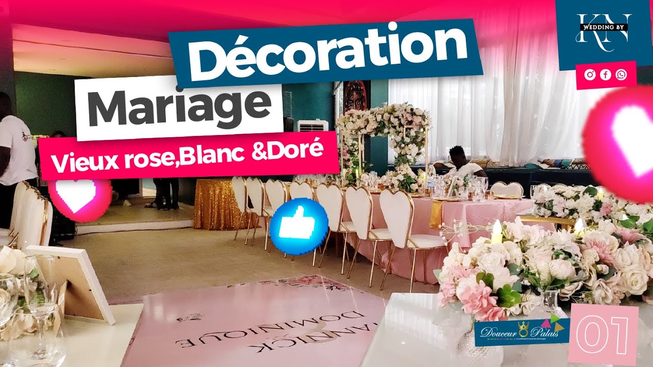 Décoration mariage en vieux rose et blanc