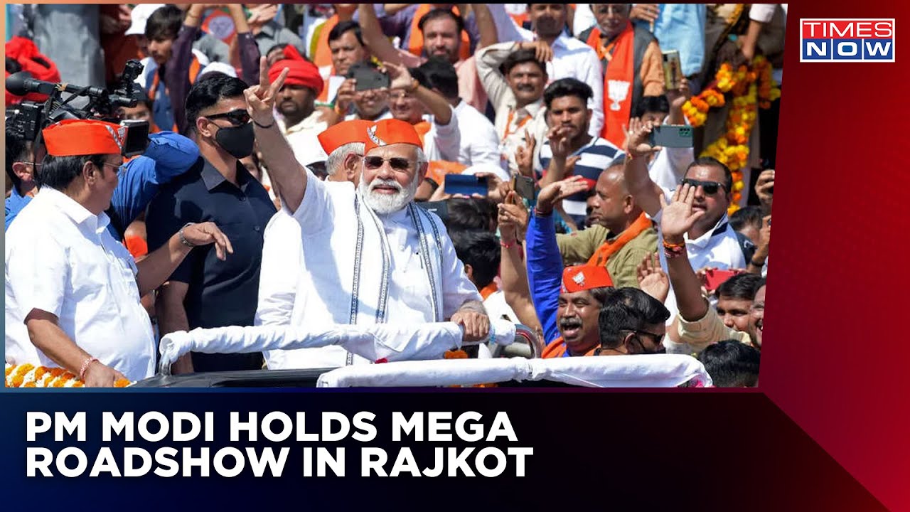 Prime Minister Narendra Modi Holds Massive Roadshow In Gujarat's Rajkot Ahead Of Polls |English News