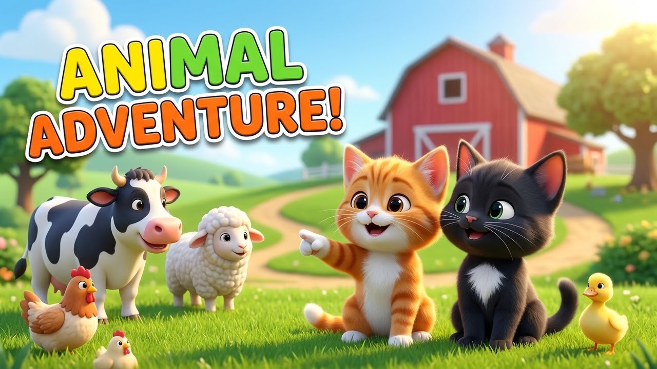 🎵 Milo and Shadow Learn Farm Animals | Fun Song Video For Toddlers! 🐄🐓