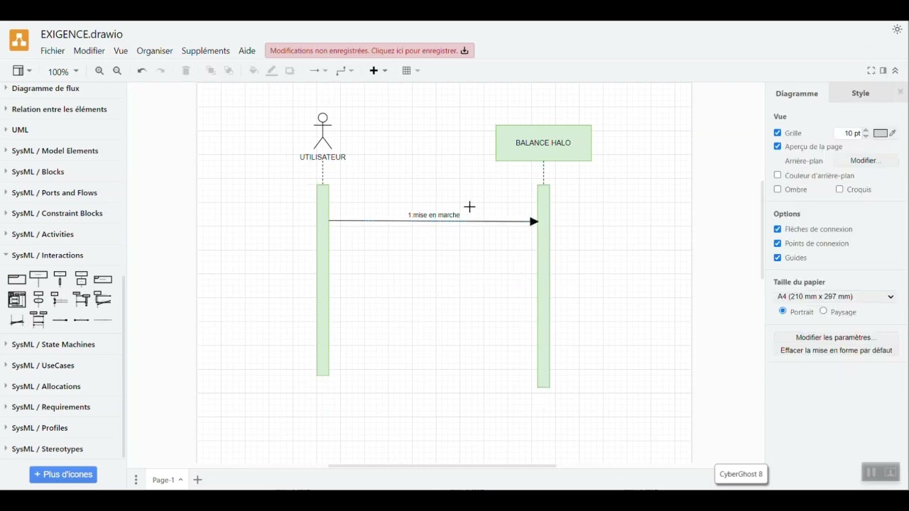 diagramme de sequence sysml avec drawio