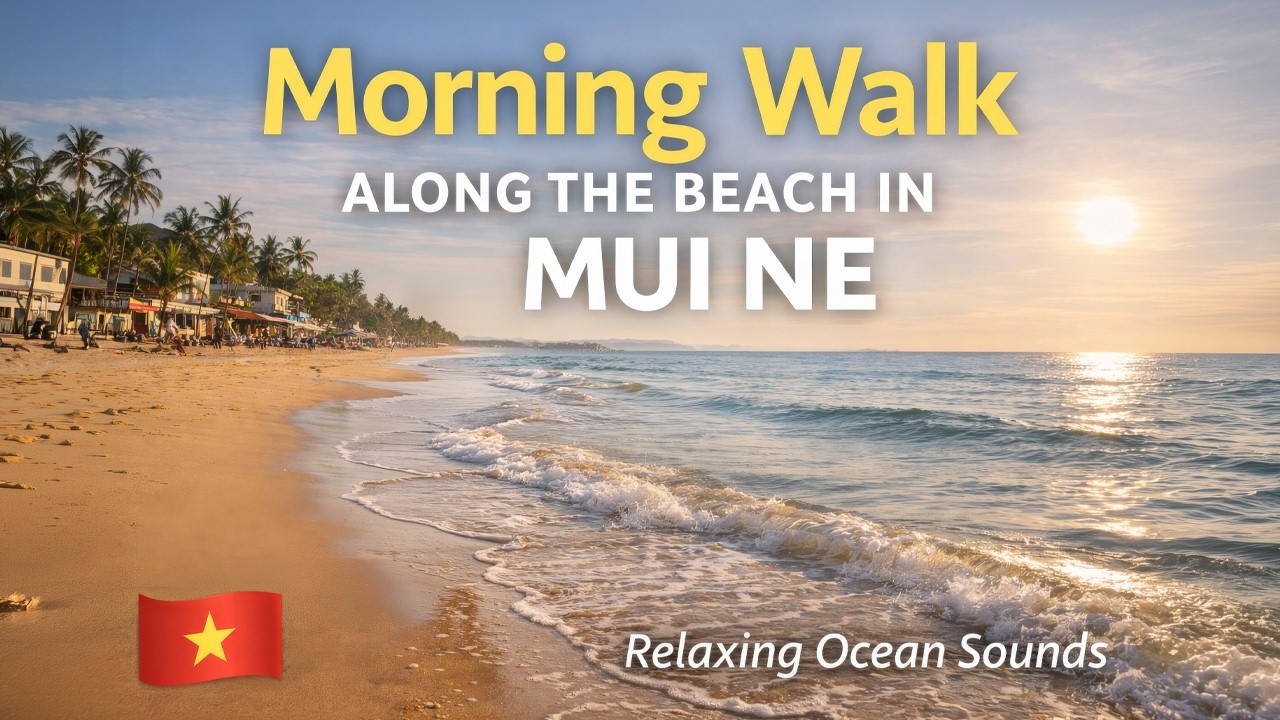 Morning Walk Along the Beach in Mui Ne 🇻🇳 | Relaxing Ocean Sounds