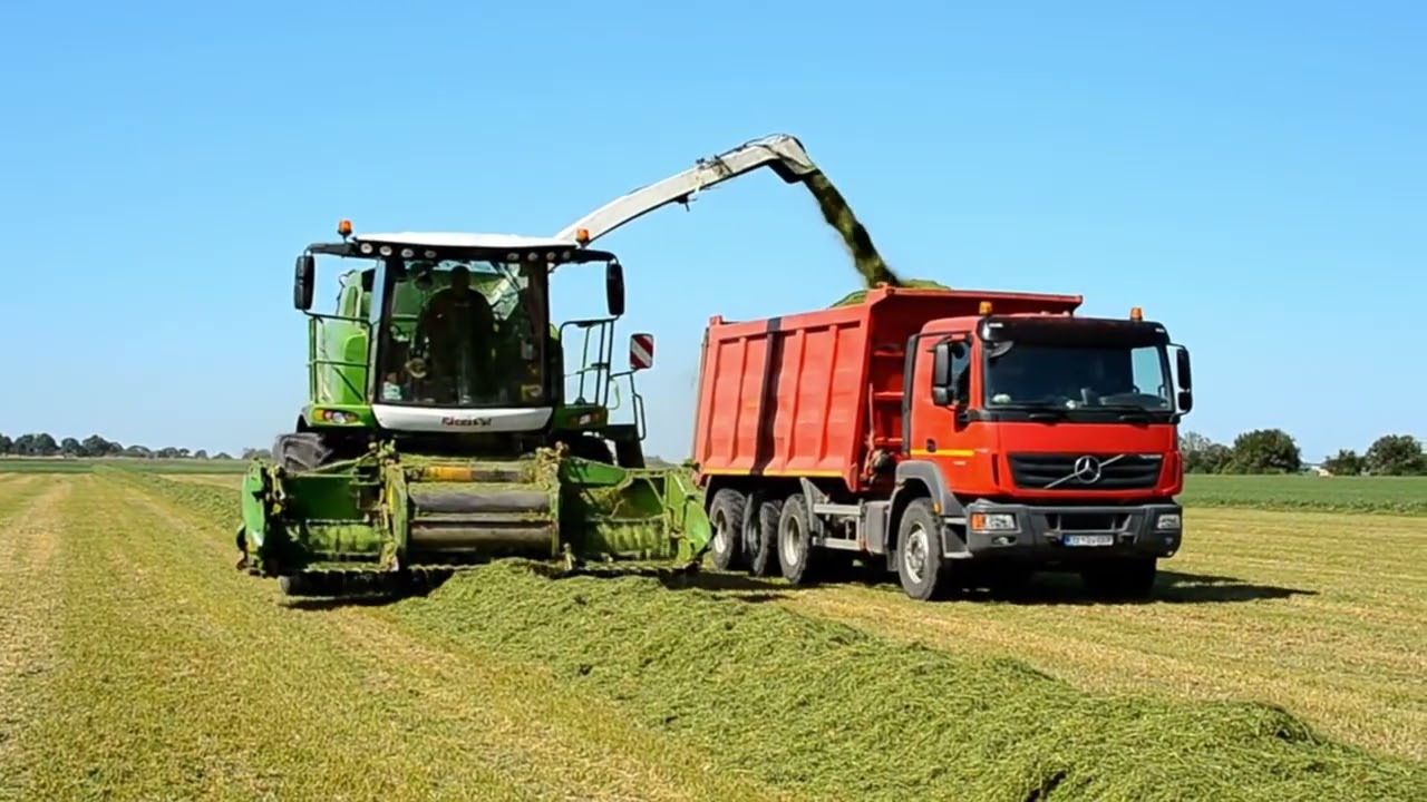 Two trucks cutting grass side by side 🚛🌿