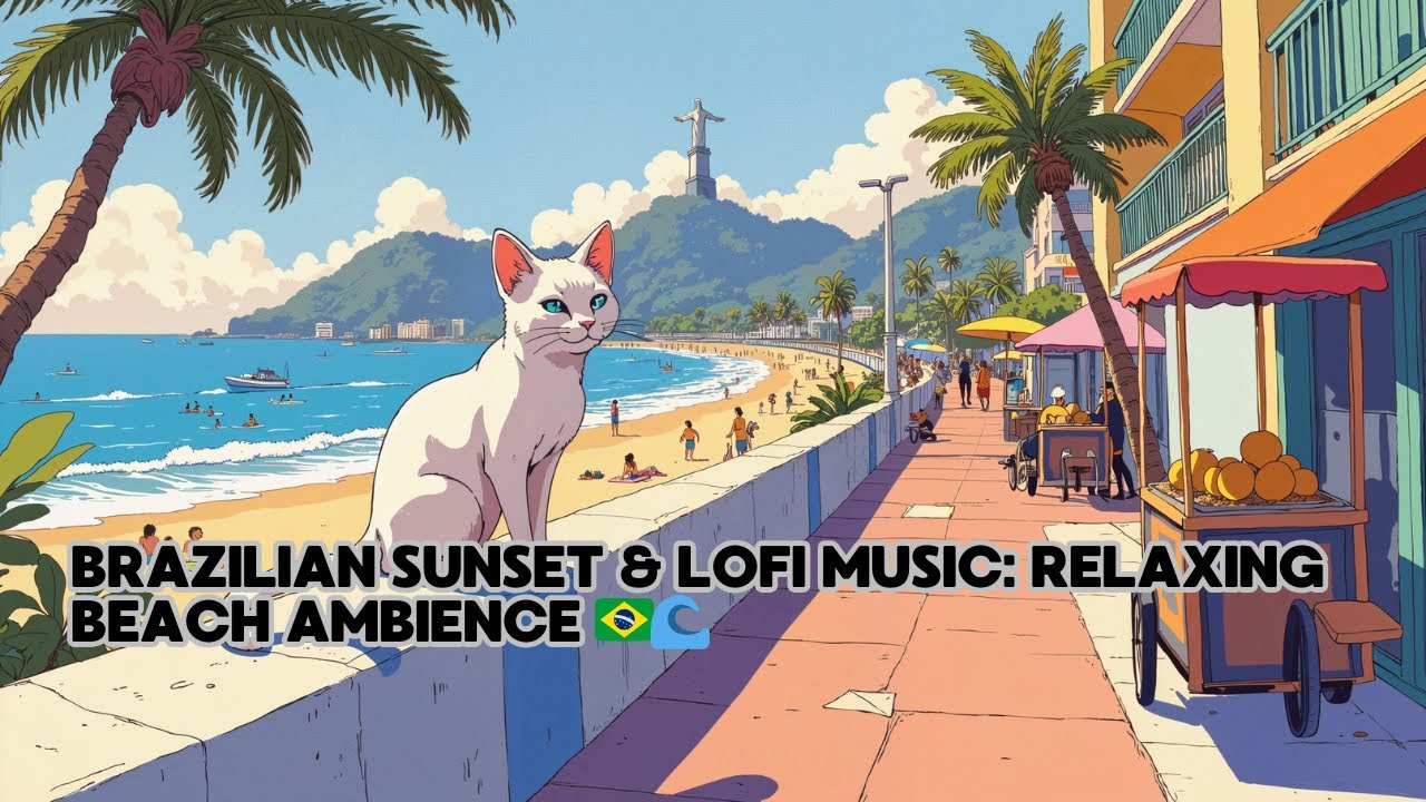 Brazilian Sunset & Lofi Music: Relaxing Beach Ambience 🇧🇷🌊