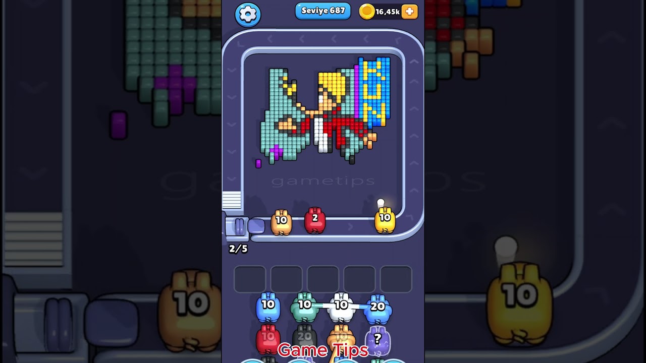 Pixel Flow level 687 Solution Walkthrough