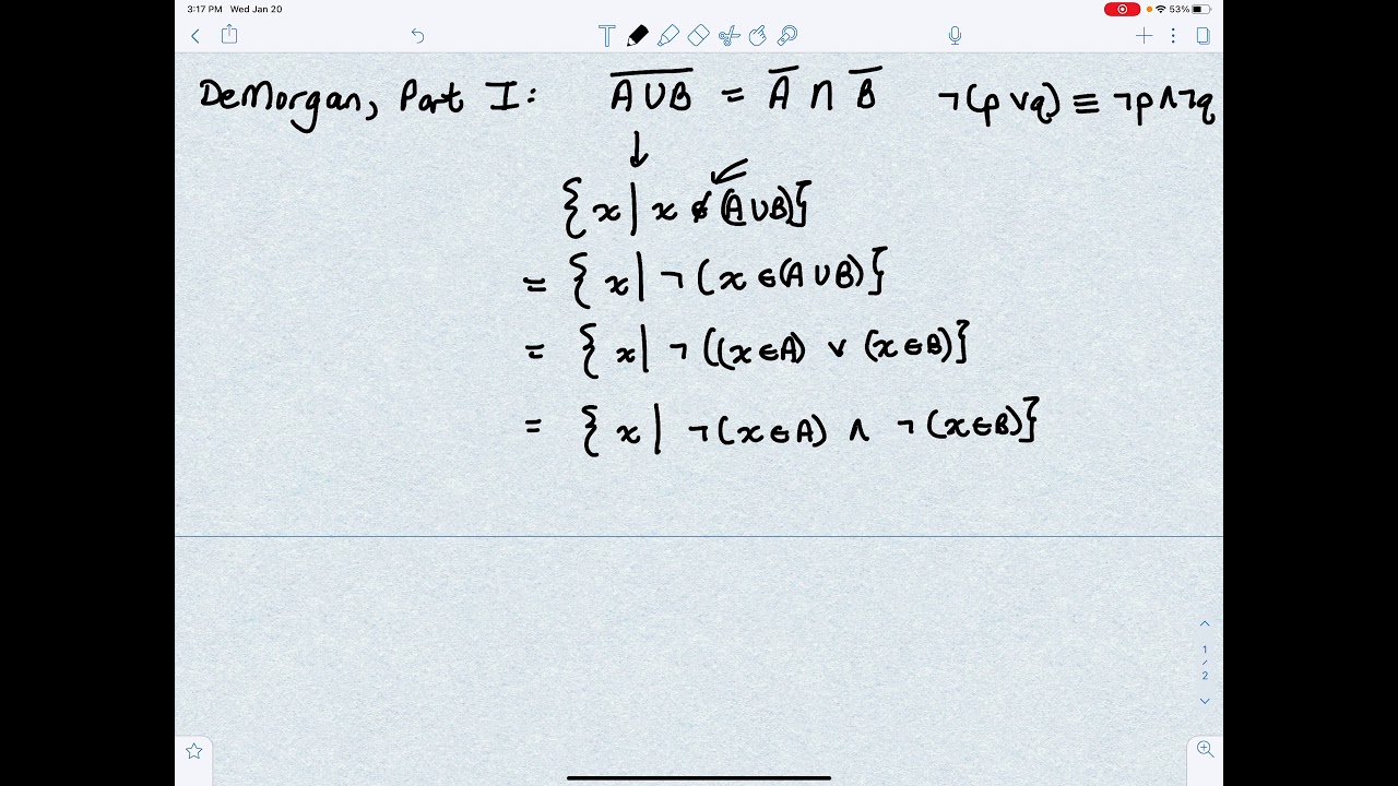 Proving Set Equality (De Morgan's Law)