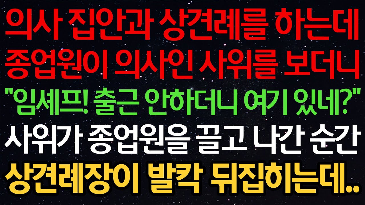 의사 집안과 상견례를 하는데 종업원이 의사인 사위를 보더니 “임셰프! 출근 안하더니 여기 있네?” 사위가 종업원을 끌고 나간 순간 상견례장이 발칵 뒤집히는데..