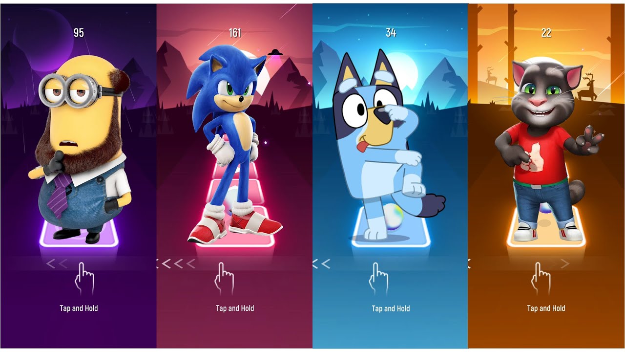 Minions vs Sonic vs Bluey vs Talking Tom | Tiles hop
