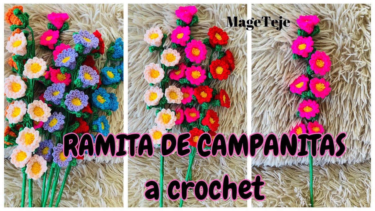 Cómo tejer RAMITA DE CAMPANITAS A CROCHET_ Paso a paso para realizarlas en solo minutos |😉.