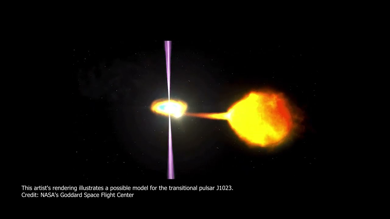 Artist's rendering illustrates a possible model for the transitional pulsar J1023