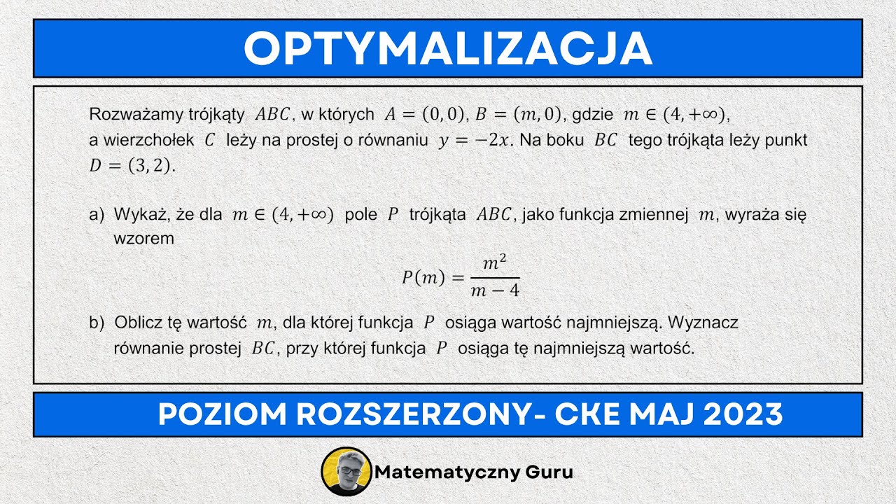 OPTYMALIZACJA - GEOMETRIA ANALITYCZNA [MATURA ROZSZERZONA Z MATEMATYKI]