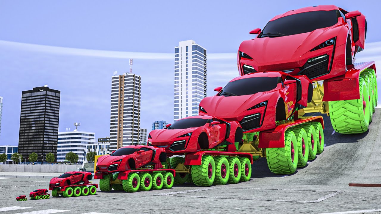 Supercoche gigante vs Coche peque&ntilde;o vs Coches normales vs Puente levadizo🚒🚔🚑&iexcl;COCHES y MOTOCICLETAS