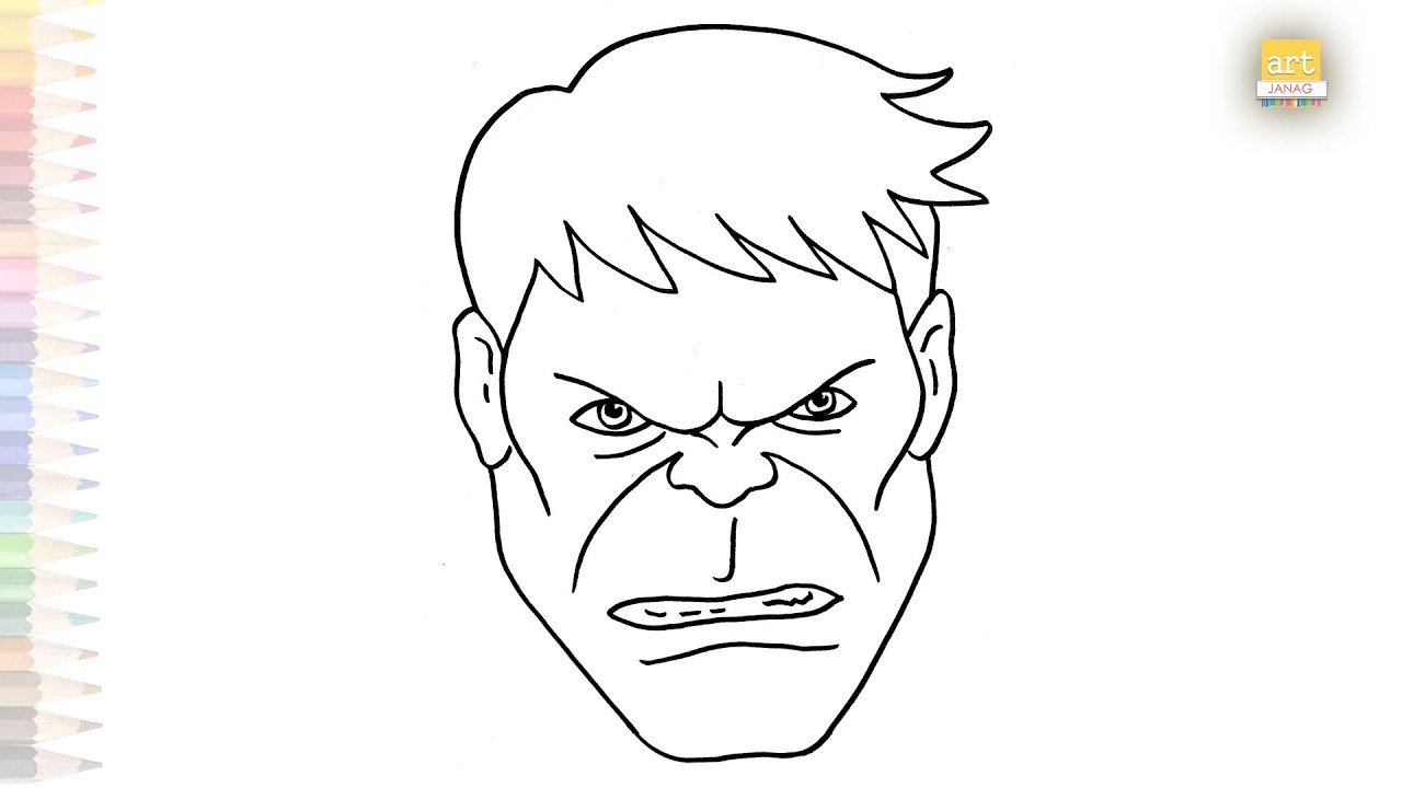 Hulk face drawing easy | Outline sketches | How to draw Hulk face step by step simply | #artjanag
