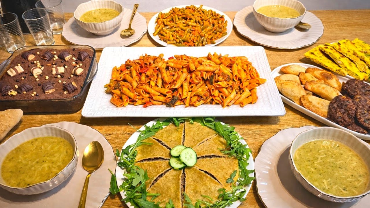 آخر فطور وياكم🥹وصفات اقتصاديه اطيب معكرونه بدون لحوم وحلى نستله+خبز عروك +سلطو فاصوليا خضره ونواشف 