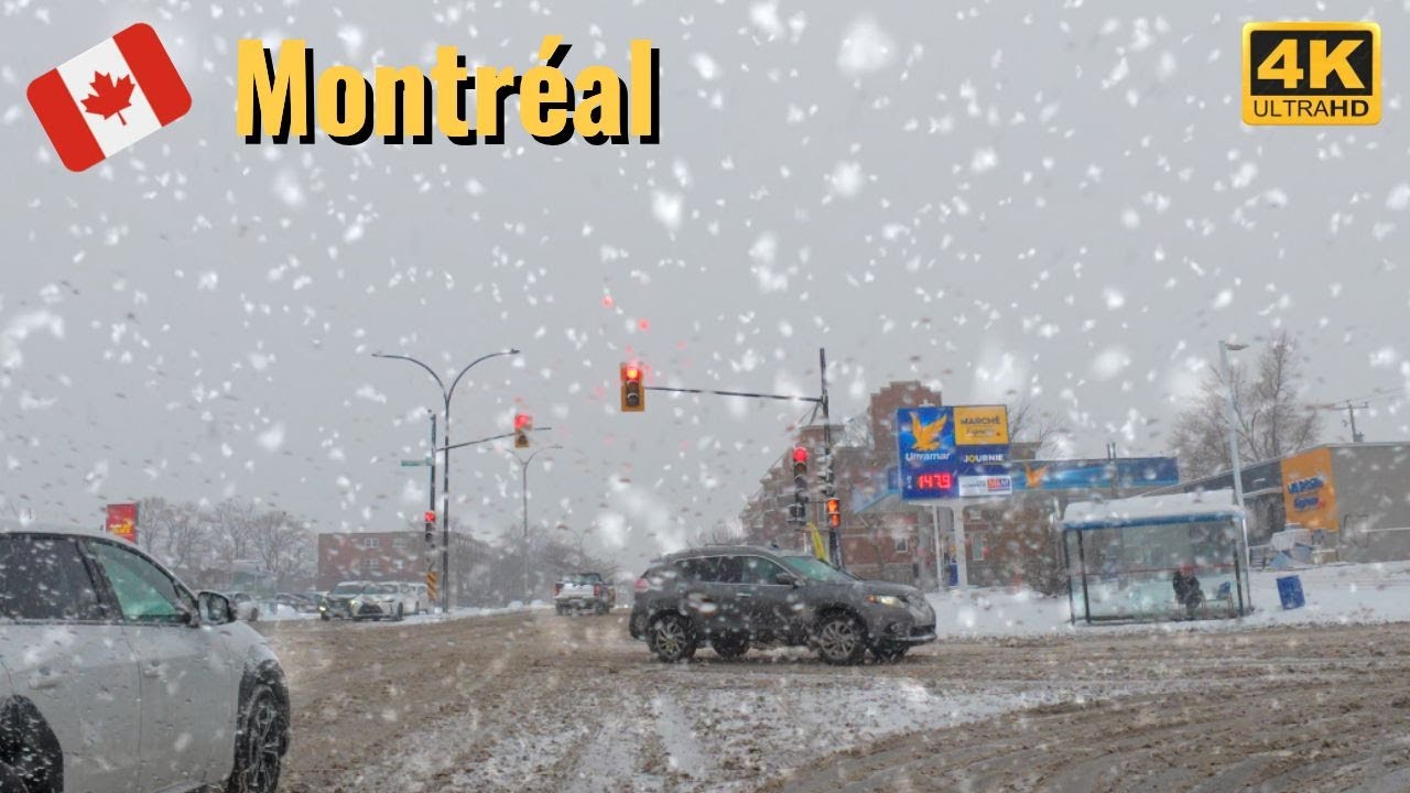 [4K] Slippery Roads in Heavy Snow❄️❄️❄️| Heavy Snow Covers the City #snow #snowfall #montreal