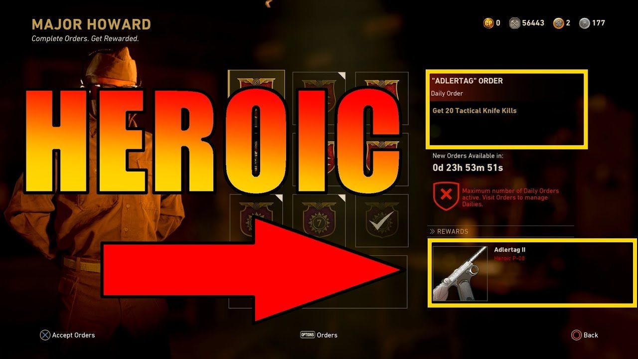 Daily Weapon Order is a Heroic Aldertag II P08 Pistol - 4/26 CoD WW2