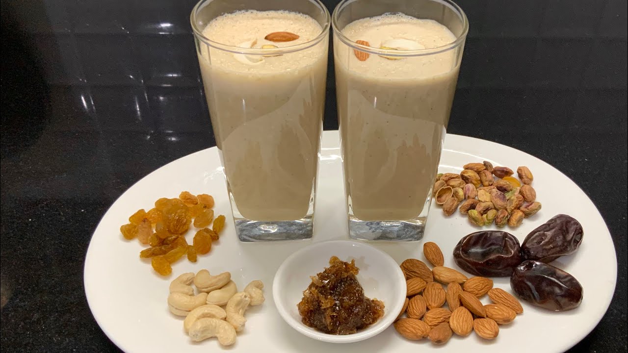 பொலிவான சருமம், உடல் வலிமை பெற பாரம்பரியமான மில்கஷேக்/Dryfruits milkshake recipe Tamil/Gulkandh milk