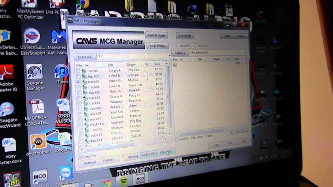 Cavs 205g usb How to download karaoke songs using mcgmanager. For all cavs karaoke players scdg