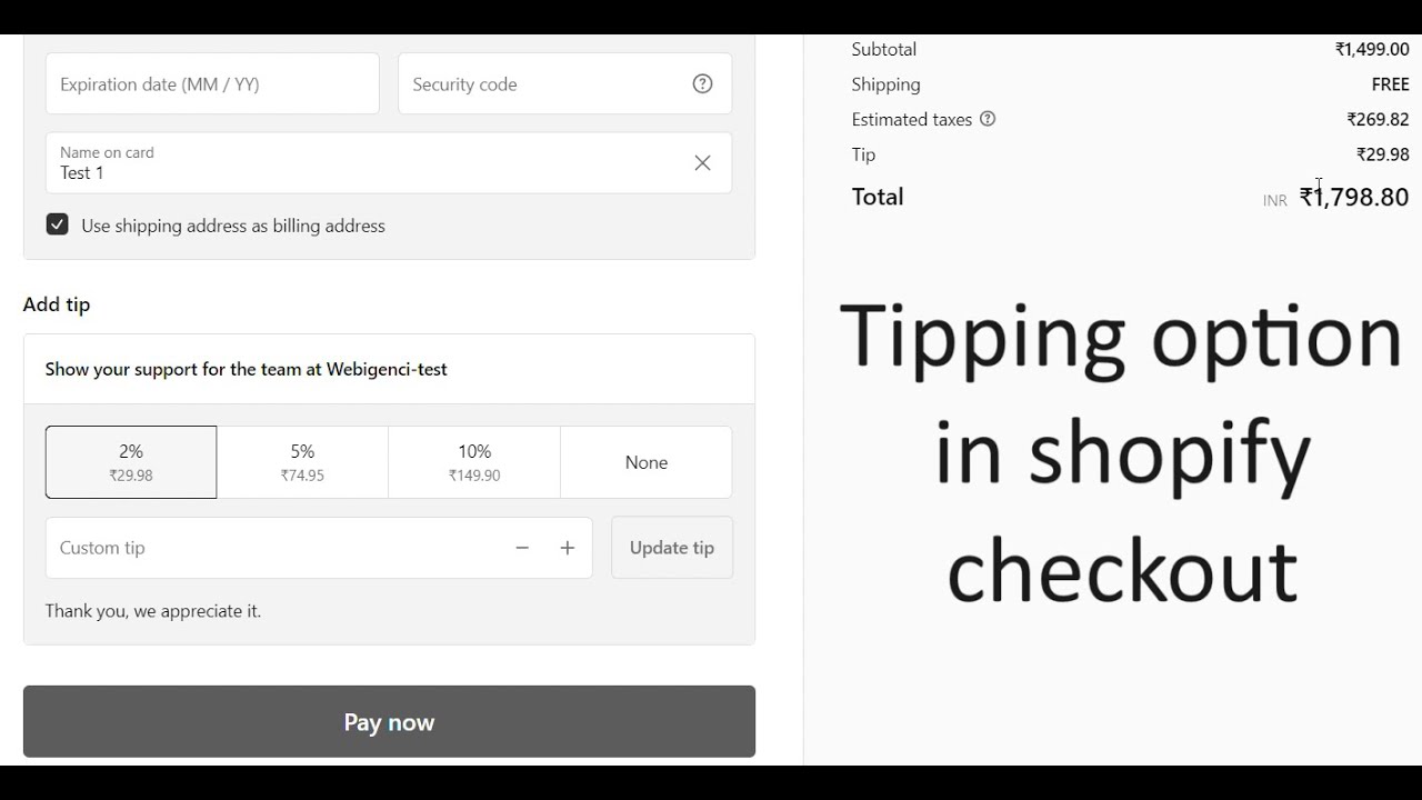How to enable add tips option in checkout page of shopify | Tipping