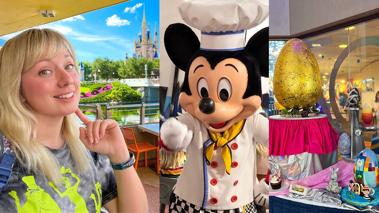 Magic Kingdom, Chef Mickey's Character Dinner, Disney Easter Egg Display /  Easter Weekend 2022
