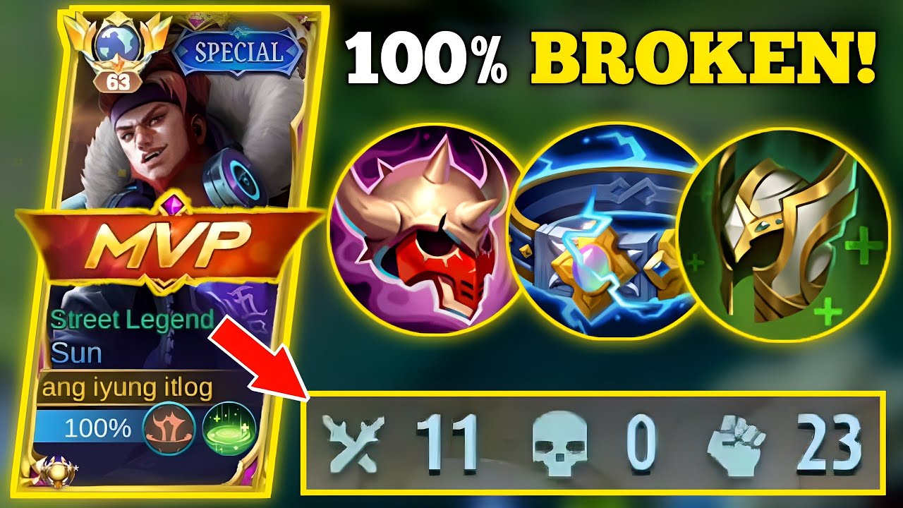 TANK SUN IS CHEAT!🥚| SUN BEST BUILD AND EMBLEM -MLBB🔥 #topglobalsun #mobilelegends  #urEGG