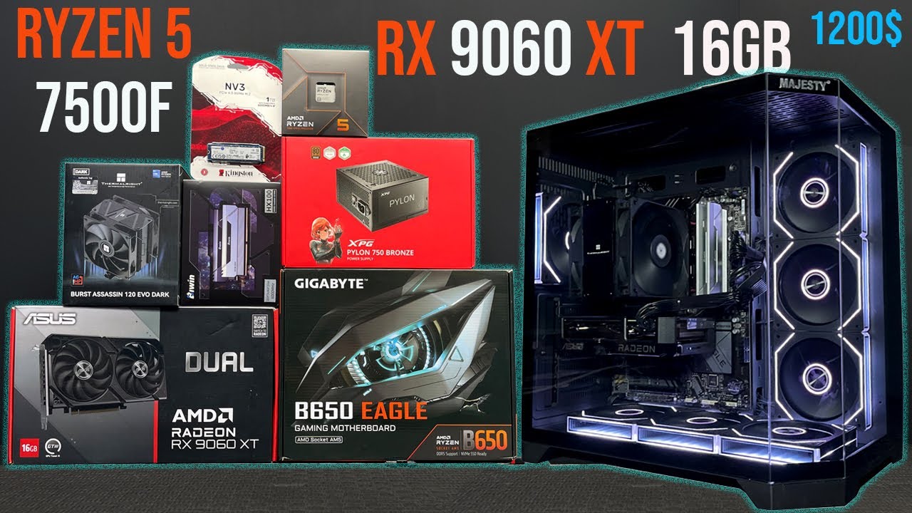 AMD Ryzen 5 7500F RX 9060 XT 16GB Gaiming Pc Build
