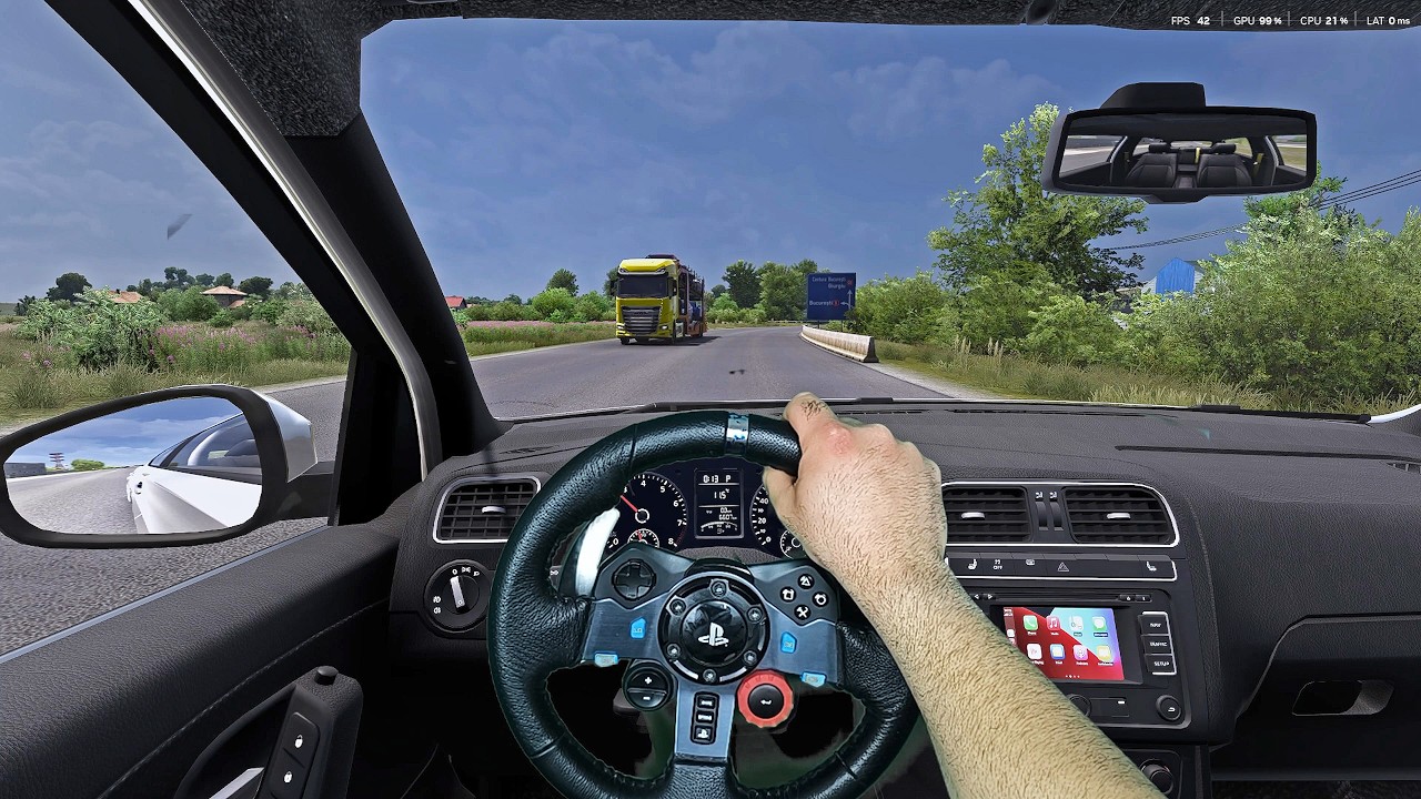 POV Car Driving Volkswagen Polo 1.6| Euro Truck Simulator 2 | Steering Wheel Game Play | SnowyMoon |
