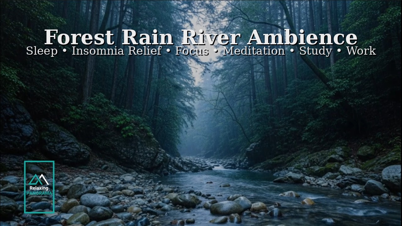 Relaxing Forest Rain River Sounds | Sleep, Insomnia, Focus, Meditation, Study & Work Ambience