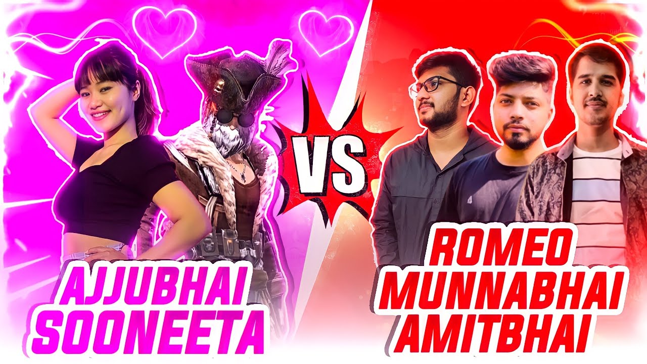 Ajjubhai & Sooneeta😍 Vs Romeo, Amitbhai & Munnabhai😱- Epic Battle Must Watch- Garena Free Fire
