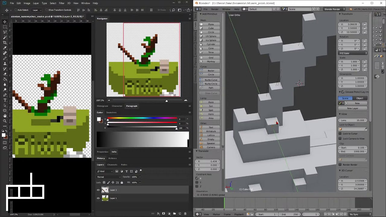 making 3d voxel sprite in blender