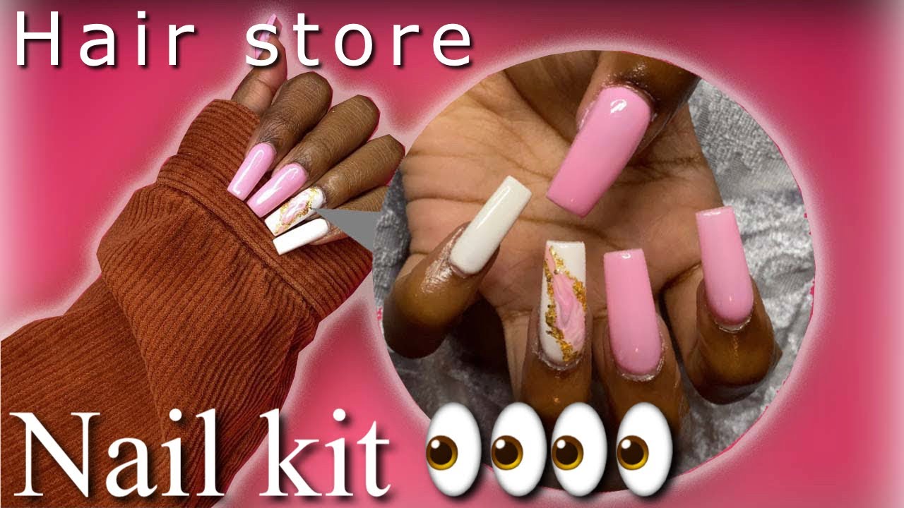 Trying out a $20 hair store nail kit | DIY Nails
